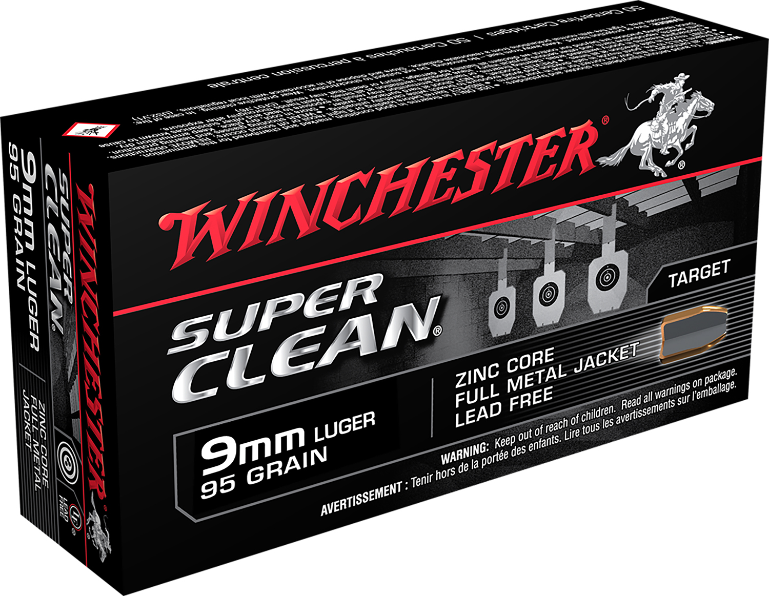 Winchester Ammo W9MMLF Super Clean 9mmLuger 95gr Lead Free Full Metal Jacket 50 Per Box/10 Case