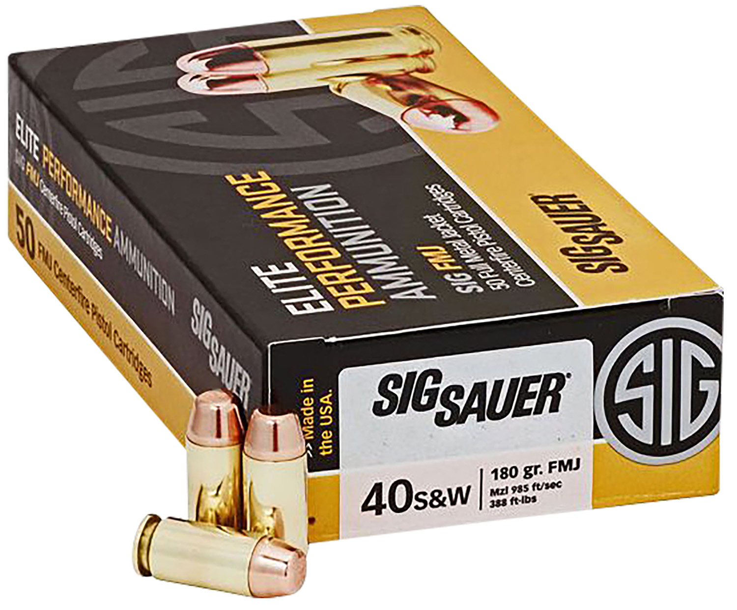 Sig Sauer Elite Ball 40 S&W 180gr FMJ, 50-Round Box