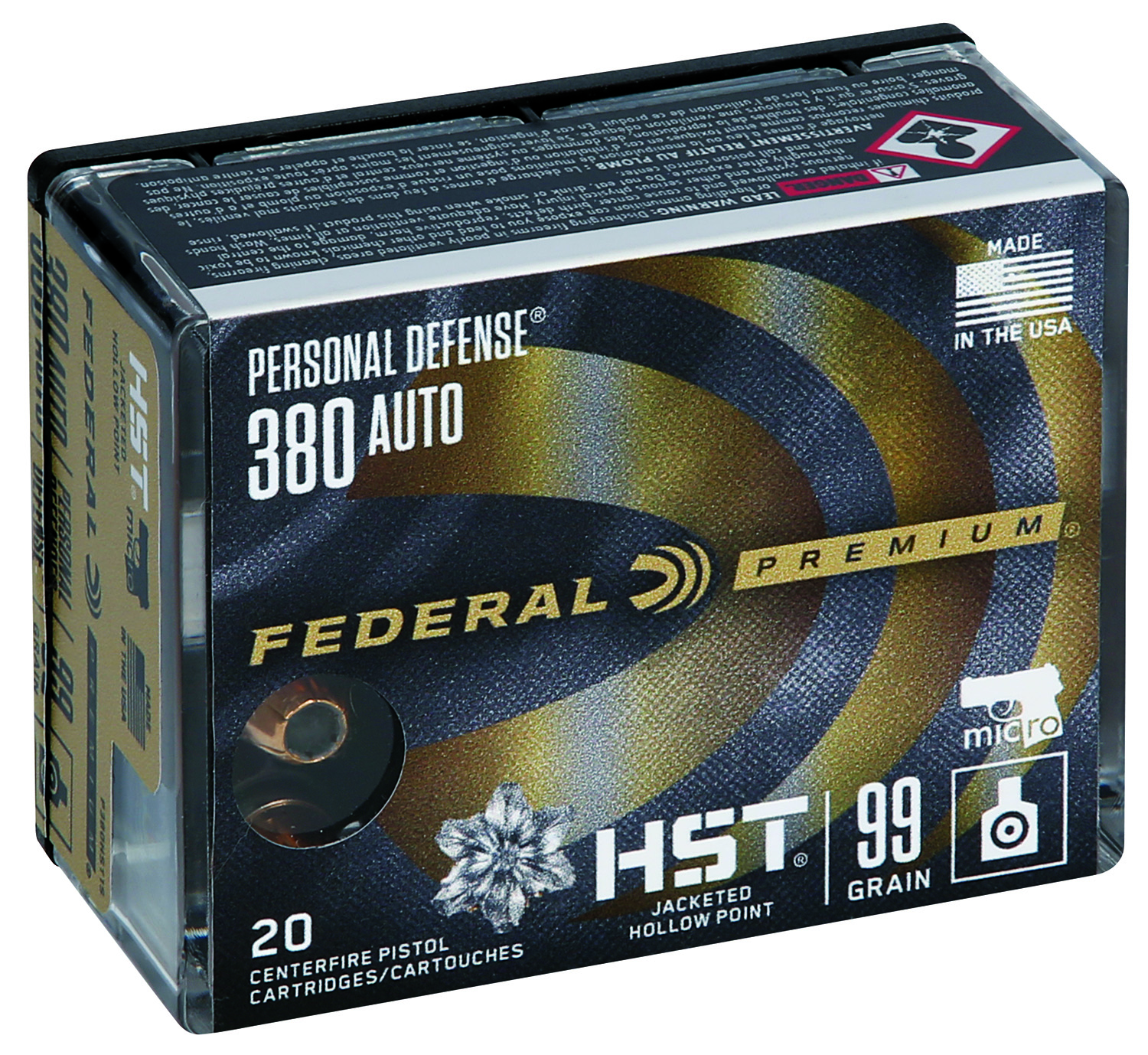 Federal Personal Defense Micro 380 ACP 99gr JHP, 20-Round Box