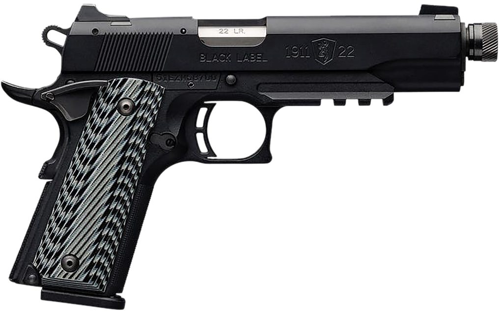 Browning 051820490 1911-22 Black Label SR Full Size 22 LR 10+1, 4.88" Stainless Steel Threaded Barrel, Matte Black Serrated Slide & Polymer Frame w/Beavertail & Picatinny Rail