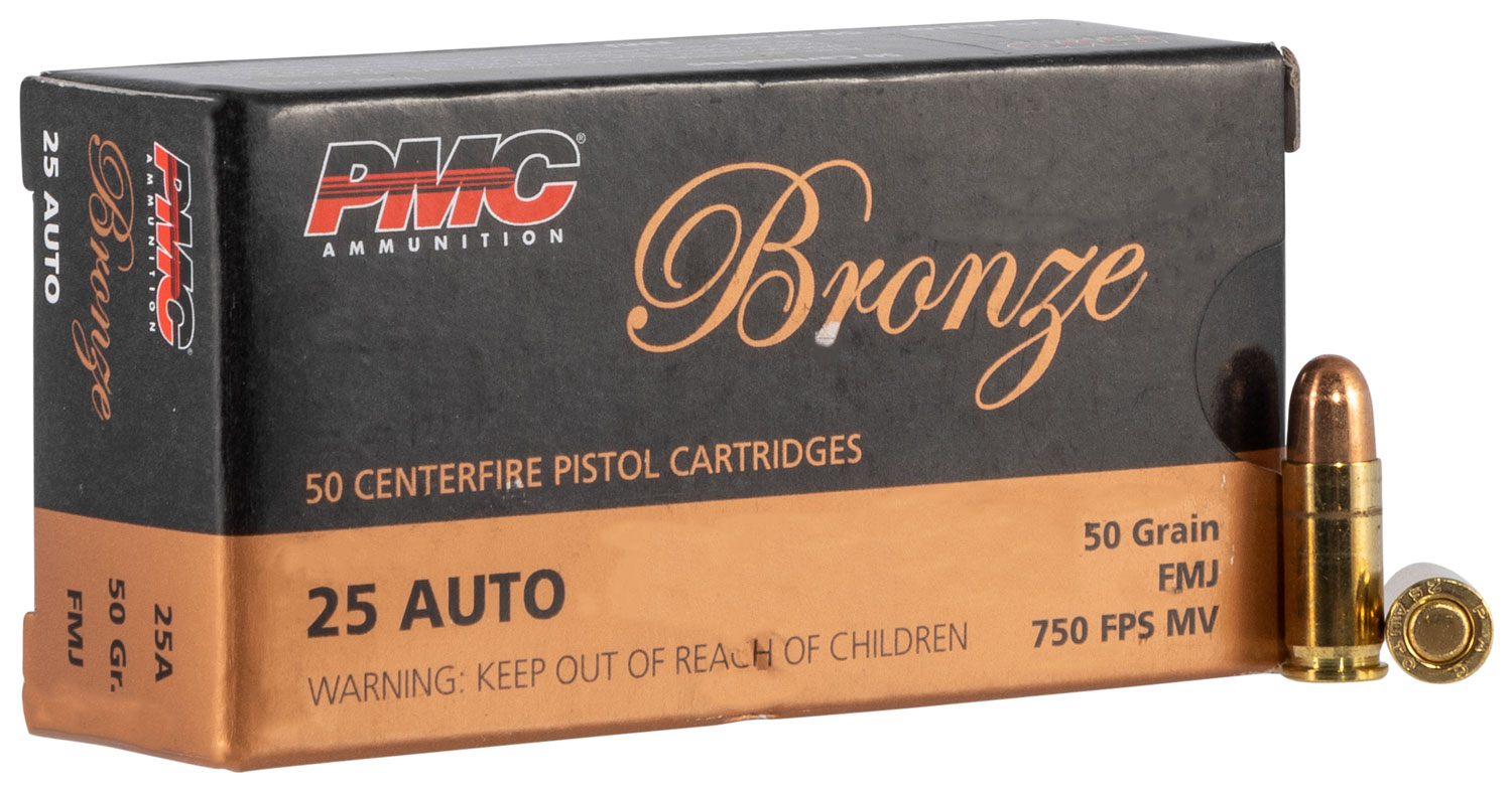 PMC 25A Bronze 25 ACP 50gr FMJ, 50-Round Box