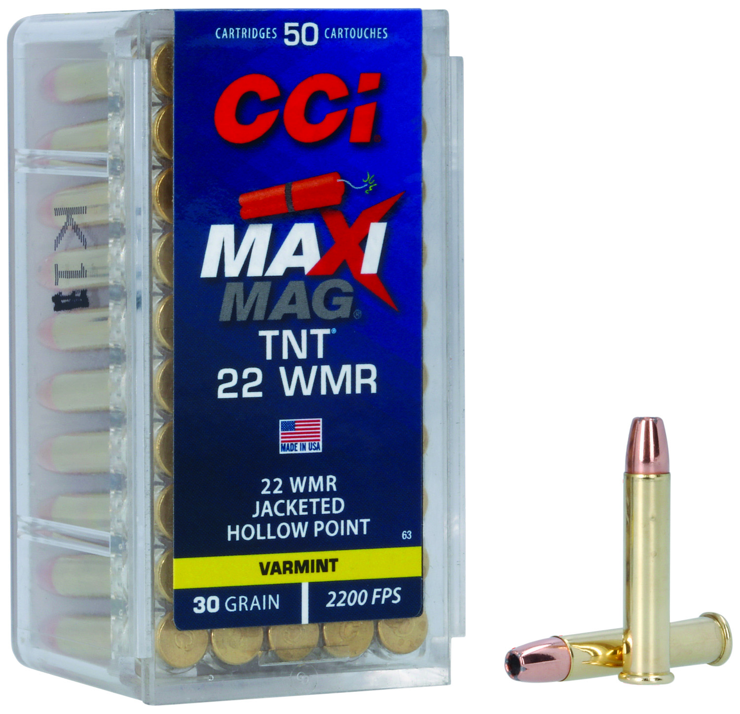 CCI Maxi-Mag TNT 22WMR 30gr JHP, 50-Round Box
