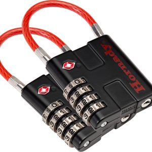 Hornady 96022 Rapid Safe TSA Lock Open With Combination Black Red 2 Pack
