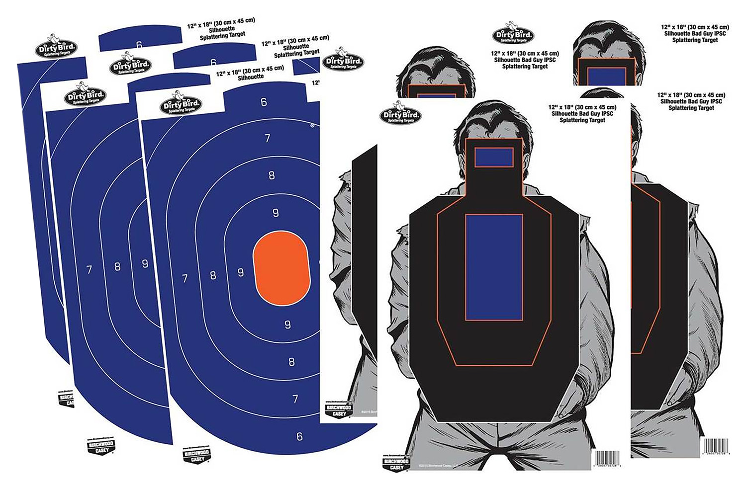 Birchwood Casey Dirty Bird Combo Pack Silhouette Paper Target 12" x