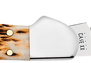 Case 00133 CopperLock Mini 2.72" Folding Clip Point Plain Mirror Polished Tru-Sharp SS Blade/Peach Seed Jigged Amber Bone Handle