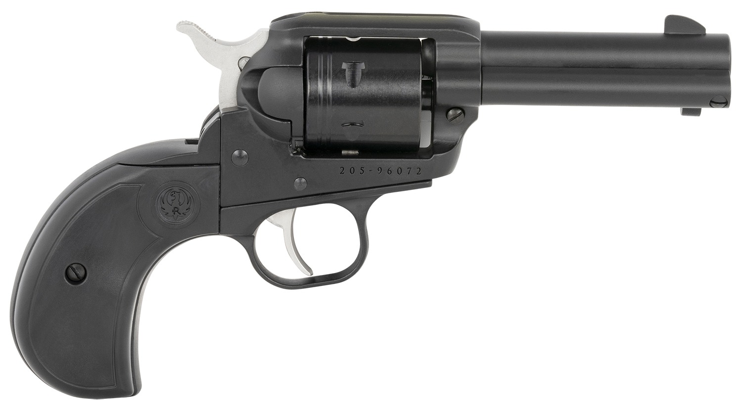 Ruger 2015 Wrangler 22 LR 6 Shot 3.75" Black Cerakote Steel Barrel, Black Cerakote Aluminum Frame, Black Cerakote Cylinder, Black Birdshead Grip, Exposed Hammer