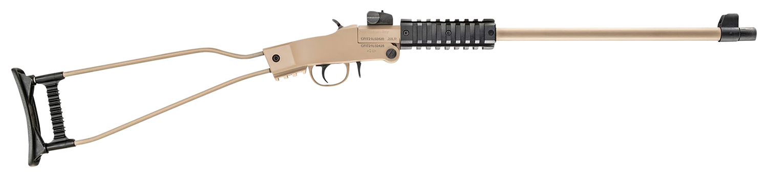 Chiappa Firearms 500255 Little Badger Full Size 22 LR 1 Shot, 16.50" Desert Sand Cerakote Steel Threaded Barrel, Desert Sand Cerakote Quad Picatinny Receiver, Desert Sand Cerakote Underfolding Wire F
