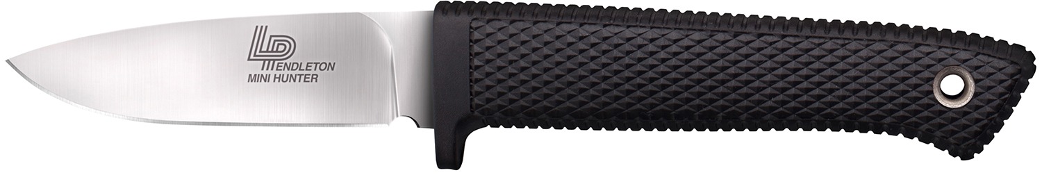 Cold Steel CS36LPMF Pendleton Mini Hunter 3" Fixed Plain Stonewashed AUS10A SS Blade, 3.63" Black Textured Kray-Ex Handle
