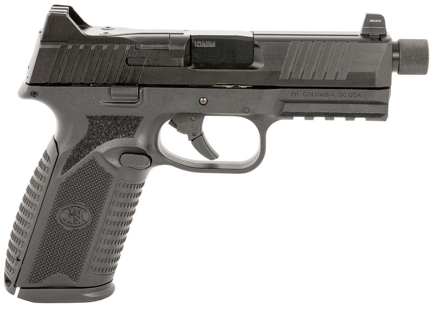 FN 66101375 510 Tactical Full Size Frame 10mm Auto 22+1, 4.71" Black Target Crown Steel Barrel, Black PVD Optic Cut/Serrated Steel Slide & Polymer Frame w/Picatinny Rail, Ambidextrous