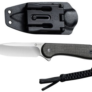 Civivi Knives C2105B Elementum 3.98" Fixed Plain Satin D2 Steel Blade, 4.50" Dark Green Micarta Handle