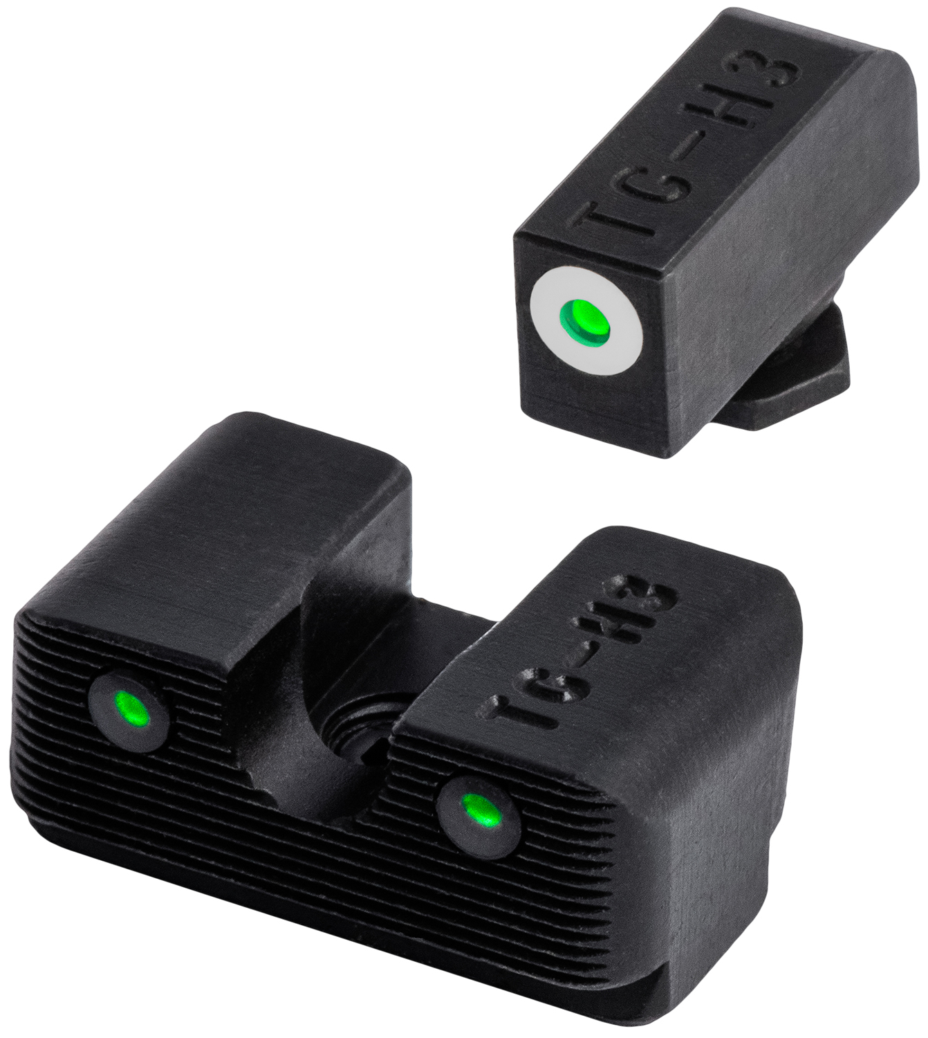 TruGlo TG231G1W Tritium Pro Low, White Outline Tritium Front/Green Tritium Rear/Black Nitride Fortress Frame, Compatible w/Most Glock Except MOS, Front Post/Rear Dovetail Mount