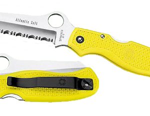 Spyderco C89SYL Atlantic Salt 3.69" Folding Sheepsfoot Serrated H2 Steel Blade, Yellow FRN Handle, Includes Pocket Clip
