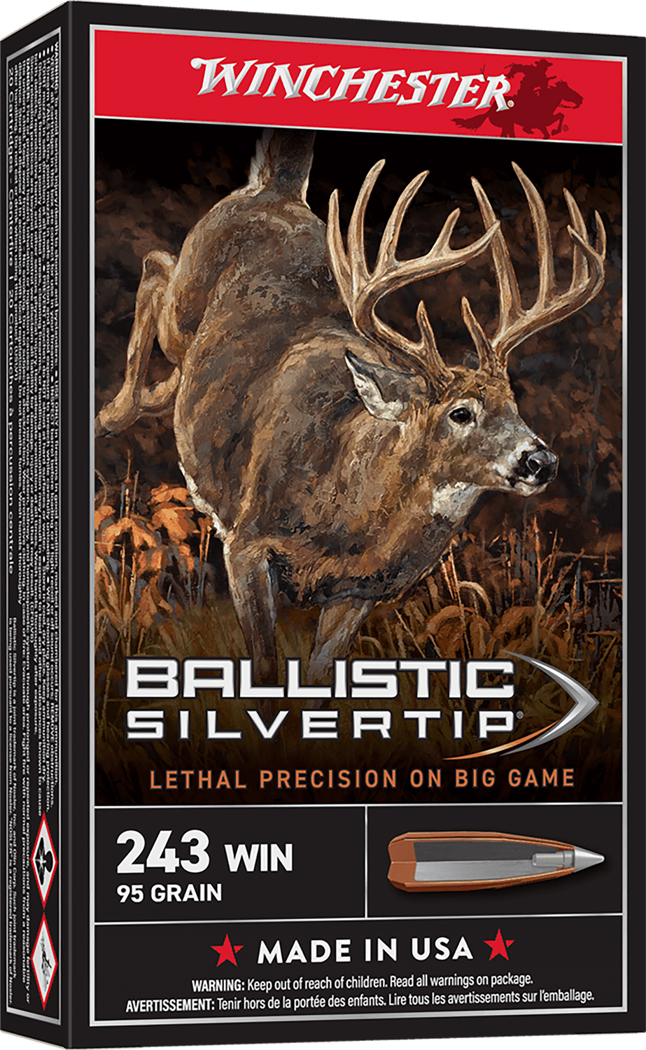 Winchester Ballistic Silvertip 243 Win 95gr Poly Tip, 20-Round Box