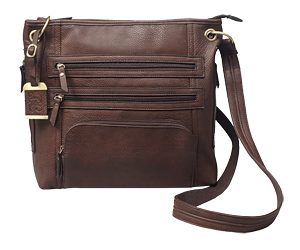 BULLDOG LARGE CROSS BODY PURSE BRN