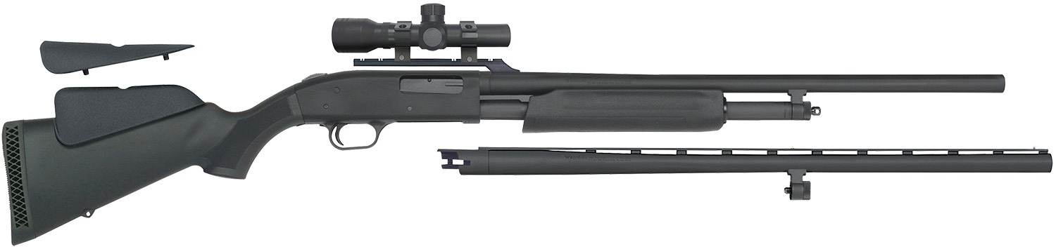 Mossberg 54047 500 Field/Deer Pump 20 Gauge 5+1 3" 26" Vent Rib/24" Slugster Barrels, Matte Blued Metal Finish, Synthetic Dual Comb Stock, Includes Accu-Set Chokes & Dead Ringer 2.5x20mm Scope