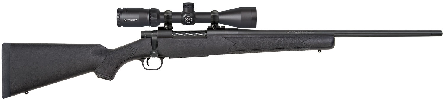 Mossberg 28053 Patriot 7mm-08 Rem Caliber with 5+1 Capacity, 22" Fluted Barrel, Matte Blued Metal Finish & Black Synthetic Stock Right Hand (Full Size) Includes Vortex Crossfire II 3-9x40mm Scope