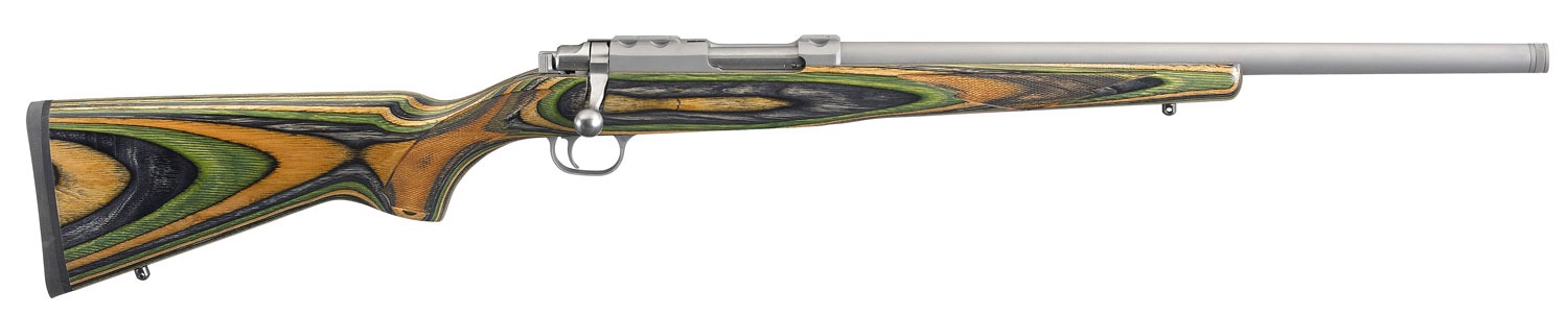Ruger 7226 77/22 22 Hornet 6+1 18.50" Threaded Barrel, Matte Stainless Steel, Integral Scope Mount On A Solid Steel Receiver, Green Mountain Laminate Stock