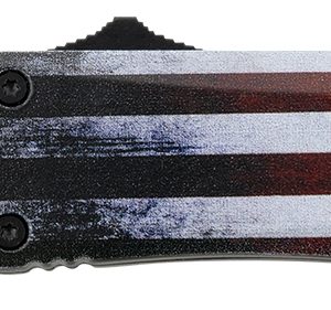 Templar Knife SUS231 Gen II US Flag Small 2.69" OTF Tanto Plain Black Oxide Stonewashed 440C SS Blade, 4.31" US Flag Aluminum Handle, Glass Breaker