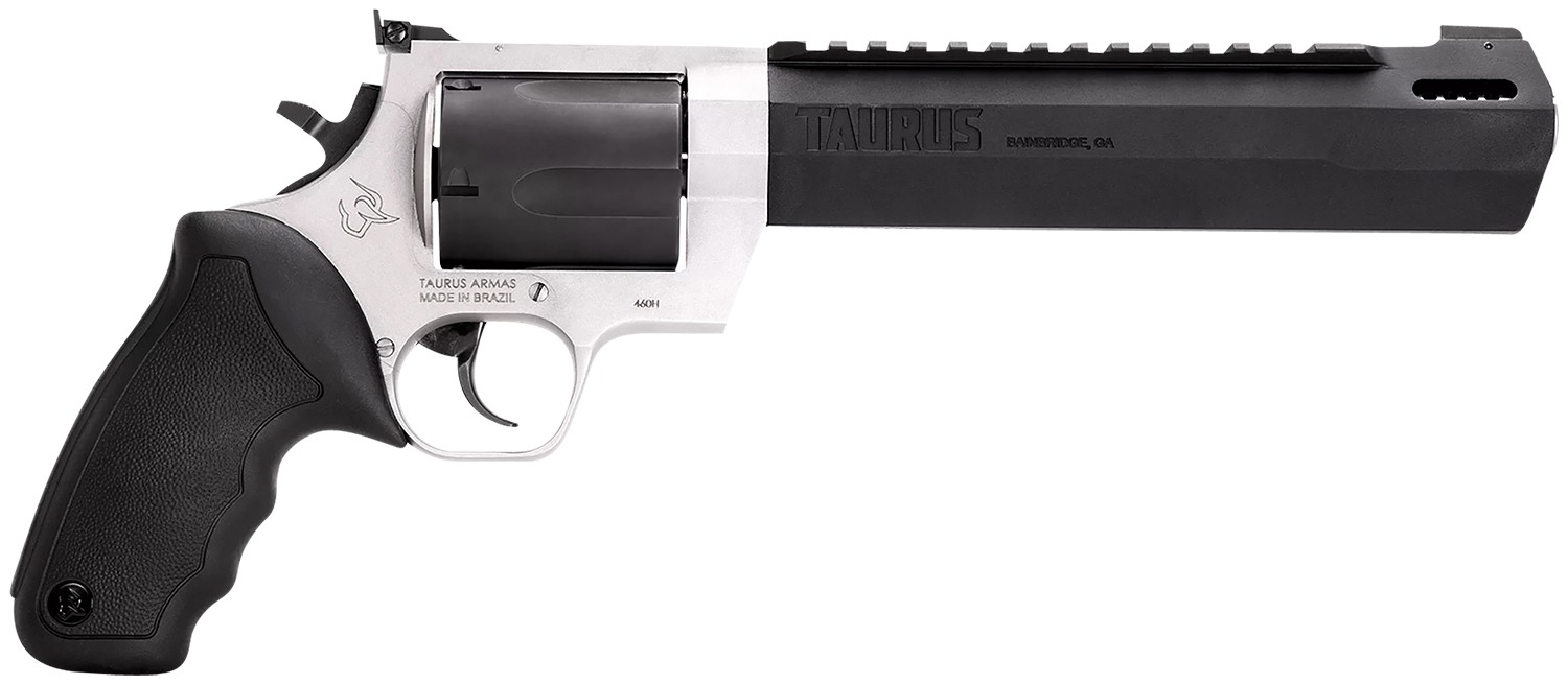 Taurus 2460085RH Raging Hunter 460 S&W Mag 5rd 8.37" Matte Black Oxide Cylinder & Barrel Matte Stainless Steel Frame Black Rubber with Integrated Cushion Insert Grip