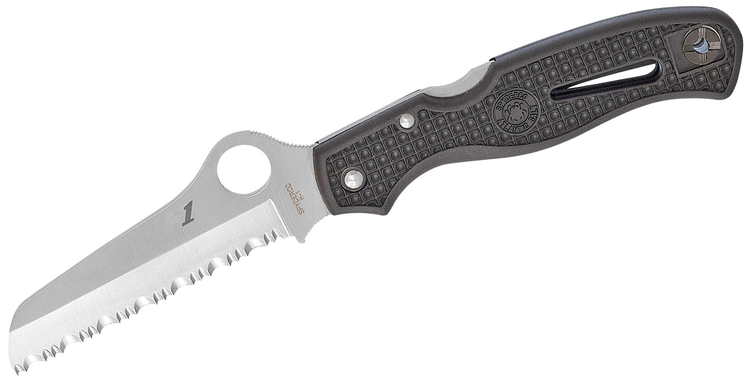 Spyderco C89SBK Atlantic Salt 3.69" Folding Sheepsfoot Serrated H1 Steel Blade Black Molded FRN Handle Includes Pocket Clip