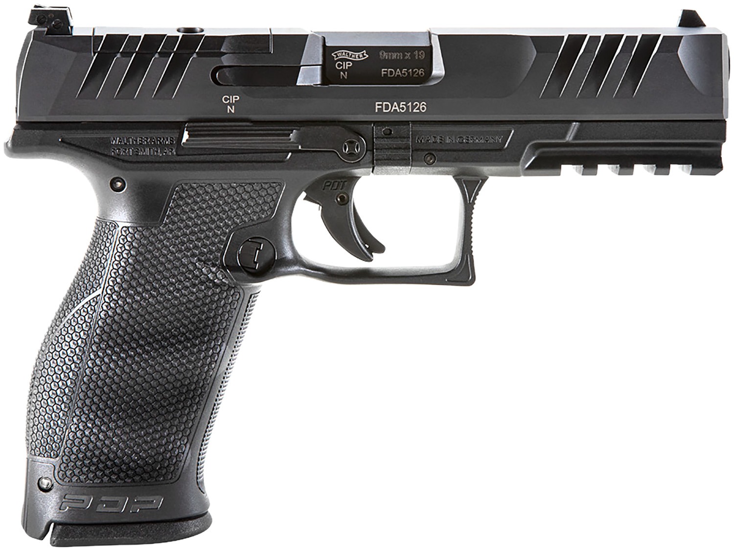 Walther Arms 2858126 PDP Optic Ready 9mm Luger 4.50" 10+1 Black Black Steel Slide Performance Duty Textured Black Polymer Grip