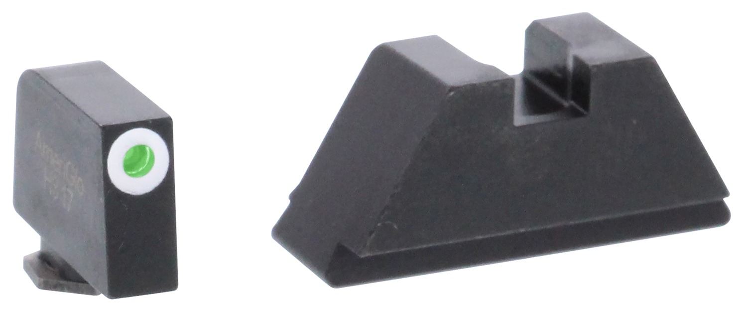 AmeriGlo GL411 Optic Compatible Sight Set for Glock XL Tall Green Tritium White Outline Front Sight-Green Tritium Black Rear Sight