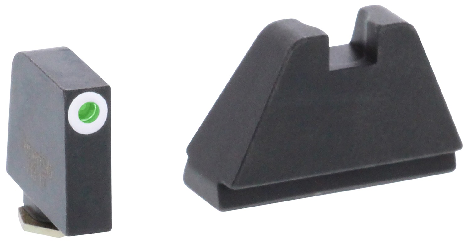 AmeriGlo GL482 Optic Compatible Sight Set for Glock 5XL Tall Green Tritium White Outline Front Sight-Black Rear Sight
