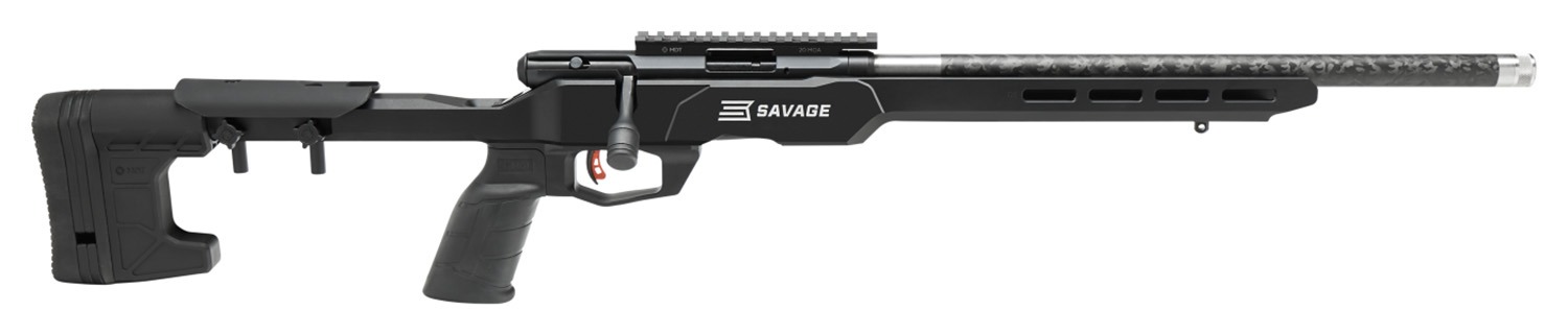 Savage Arms 70256 B Series Precision Lite Full Size 22 LR 10+1 18" Carbon Fiber Heavy Barrel, Black Picatinny Rail Carbon Steel Receiver, Black MDT Chassis Synthetic Stock, Black Polymer Grip, Right H