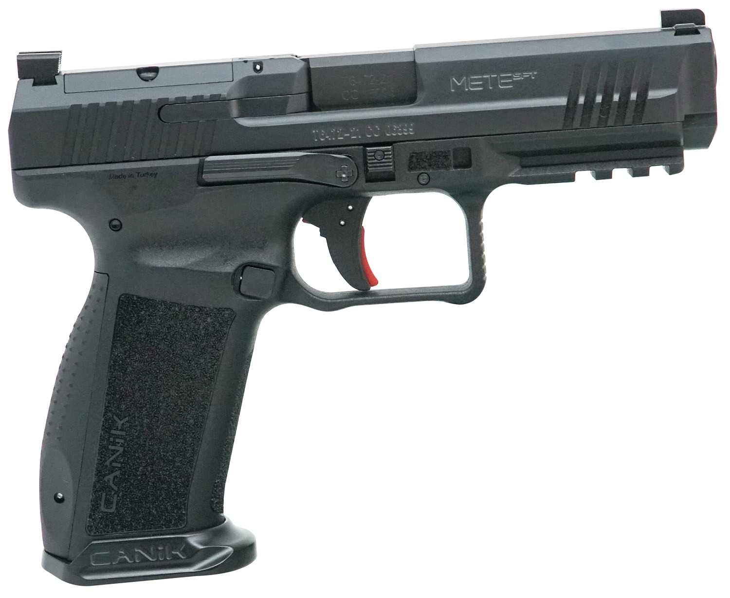 Canik HG6595N Mete SFT Full Size Frame 9mm Luger 20+1/18+1, 4.46" Black Match Grade Barrel, Black Nitride Optic Ready/Serrated Steel Slide, Polymer Frame w/Picatinny Rail, Ambidextrous