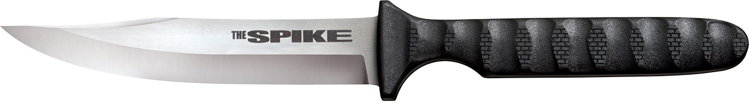 Cold Steel CS-53NBS Spike 4" Fixed Bowie Plain 4116 Stainless Steel Blade/Black Scalloped Griv-Ex Handle Includes Sheath