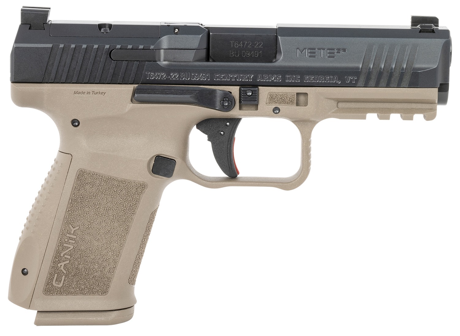 Canik HG7159N Mete SF Compact 9mm Luger 15+1, 4.19" Black Steel Barrel, Black Nitride Optic Ready/Serrated Slide, Flat Dark Earth Polymer Frame w/Beavertail & Picatinny Rail, Ambidextrous