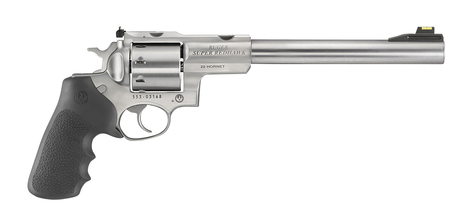Ruger 5526 Super Redhawk 22 Hornet 8rd 9.50" Satin Stainless Steel Barrel, Cylinder & Frame, Black Hogue Tamer Monogrip Grip, Transfer Bar Safety