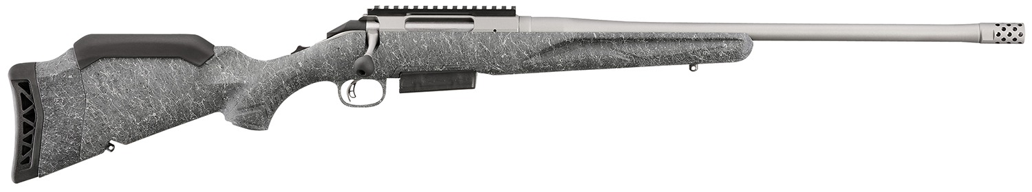 Ruger 46905 American II Full Size 450 Bushmaster 3+1 20" Gun Metal Gray Cerakote Threaded Barrel & Alloy Steel Receiver w/Picatinny Rail, Gray Splatter Adj LOP Synthetic Stock