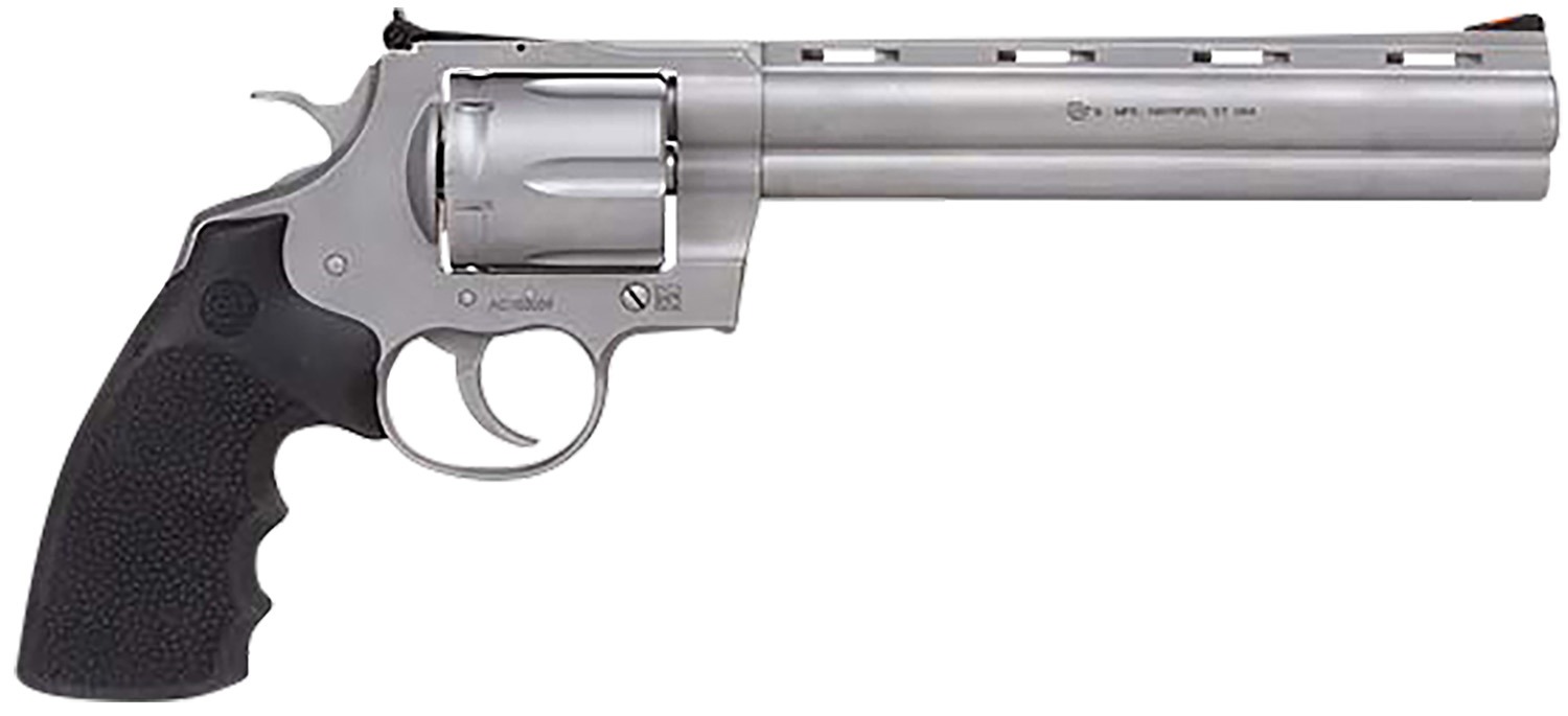 Colt Mfg PYTHONSM8RTS Python 357 Mag/38 Special 6 Shot 8" Bead Blasted Vent Rib Barrel, Cylinder & Frame, Black Rubber Grip, Exposed Hammer