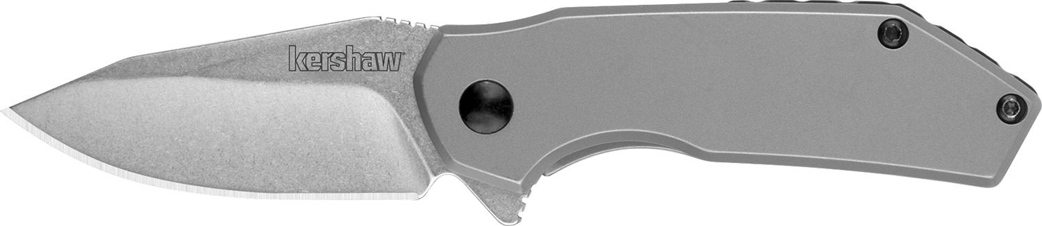 Kershaw 1375 Valve EDC 2.25" Folding Drop Point Plain Stonewashed 4Cr14 Blade, Bead Blasted Stainless Steel Handle