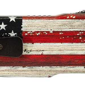 Templar Knife MZWUS121 Premium Weighted Small 3" OTF Dagger Plain Black Oxide Stonewashed Powder Coated D2 Steel Blade, 4.50" Painted Wood Grain US Flag Aluminum Zinc Alloy Handle