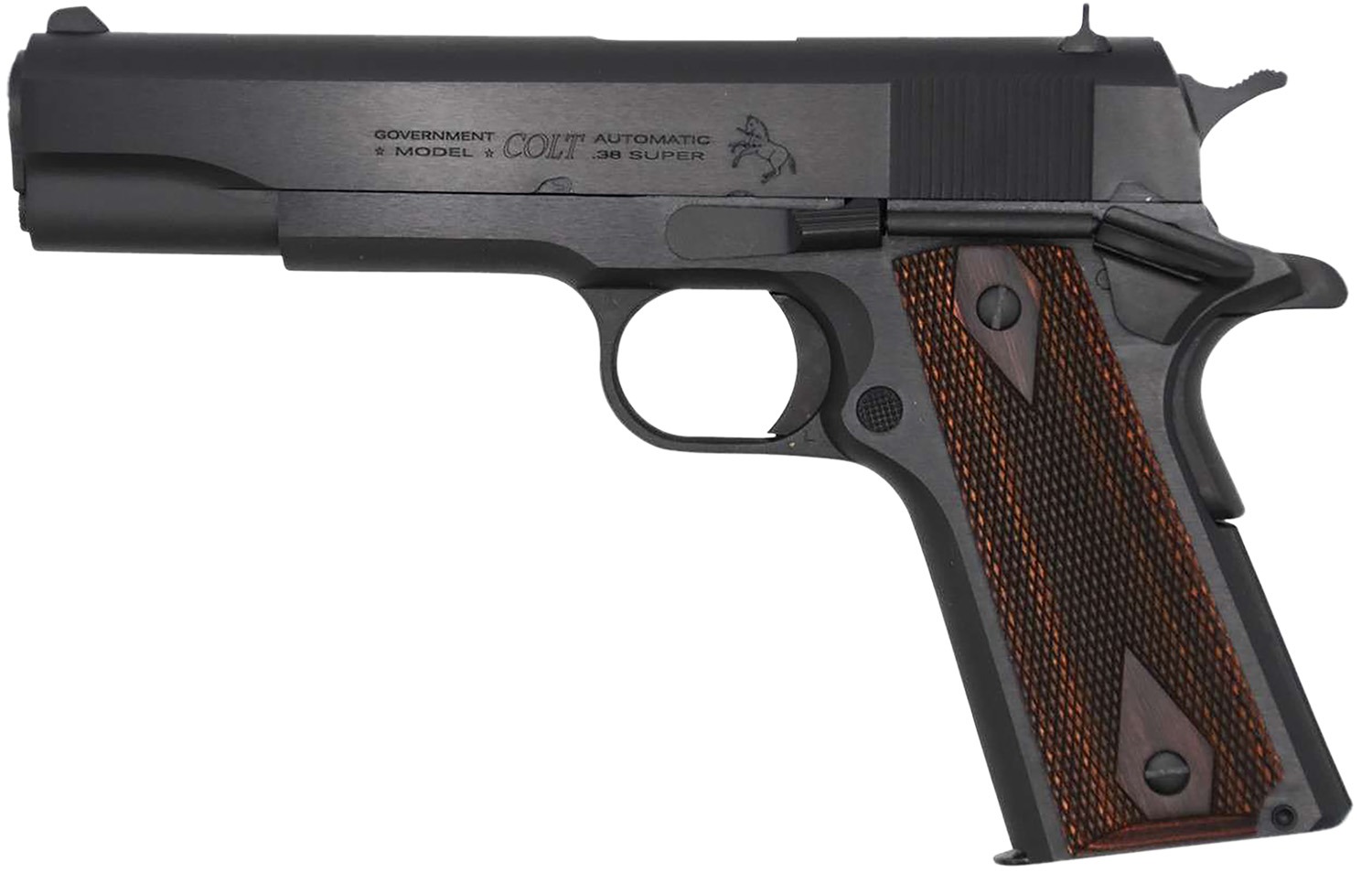 Colt Mfg O1911C38RB Government 38 Super 9+1 5" National Match Barrel, Blued Carbon Steel Serrated Slide, Blued Carbon Steel Frame w/Beavertail