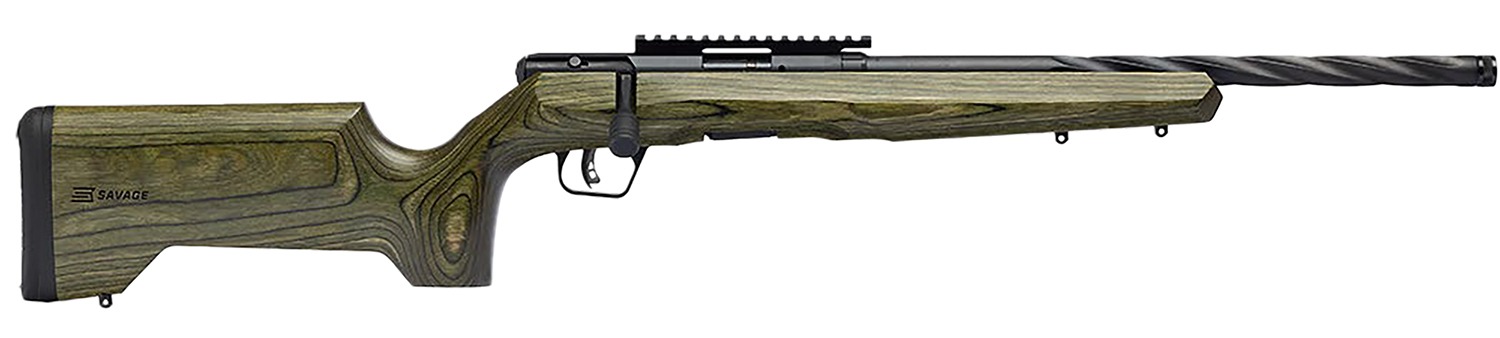 Savage Arms 70251 B Series Full Size 22 LR 10+1 18" Matte Black Spiral Fluted Threaded Barrel, Matte Black Carbon Steel Receiver w/Picatinny Rail, OD Green Fixed Laminate Stock, Right Hand