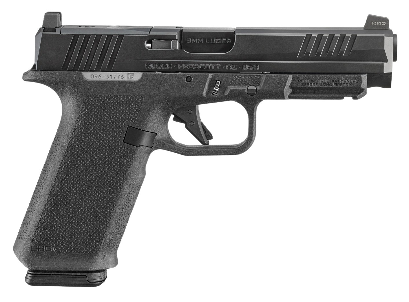Ruger 19444 RXM 9mm Luger 17+1 4.50" Black FNC Nitride Alloy Steel Barrel & Optic Ready/Serrated Slide, Black Polymer Frame w/Accessory Rail, Textured Grip, RMR/RMSc/DeltaPoint Pro Footprint