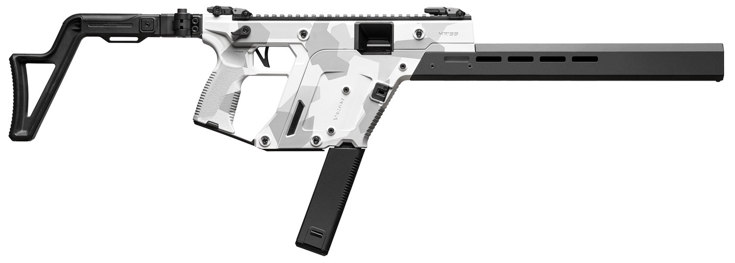 Kriss USA KV453CAD00 Vector CRB Gen3 45 ACP 30+1 16" Black Nitride Threaded Barrel, Arctic Delta Cerakote Receiver w/Picatinny Rail, M-LOK Handguard, Adjustable Folding Black Stock, White Polymer Grip