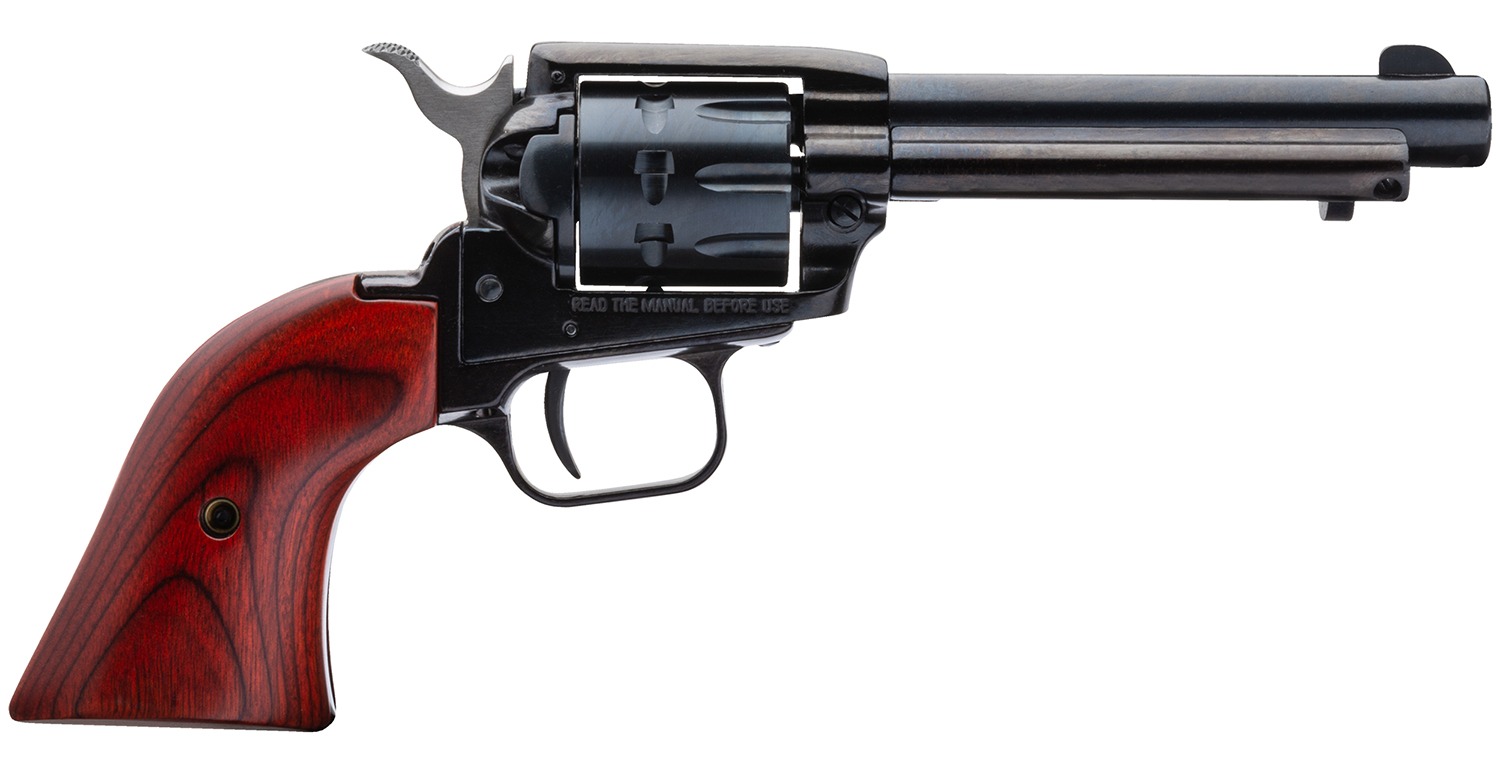 Heritage Mfg RR22999MB4 Rough Rider 22 LR 22 WMR 9 Shot, 4.75" Black Steel Barrel, Black Zinc Alloy Frame, Black Cylinder, Cocobolo Grip, Hammer/Thumb Safety, Exposed Hammer
