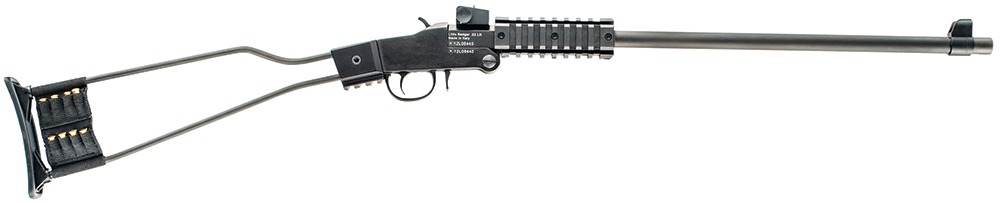 Chiappa Firearms 500110 Little Badger Full Size 22 WMR 1 Shot, 16.50" Black Cerakote Steel Threaded Barrel, Black Cerakote Quad Picatinny Receiver, Black Cerakote Underfolding Wire Frame Stock, Right