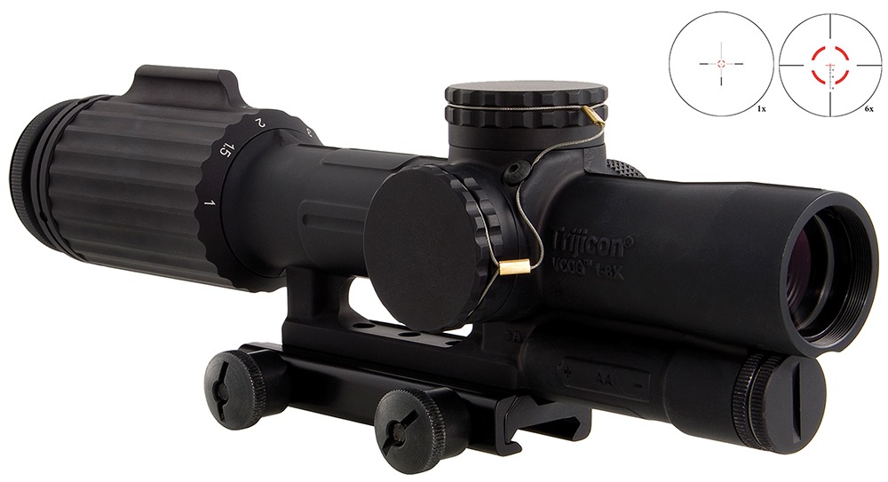 Trijicon 1600001 VCOG Black Hardcoat Anodized 1-6x 24mm LED Red Segmented Circle w/Crosshair 223 77gr Reticle
