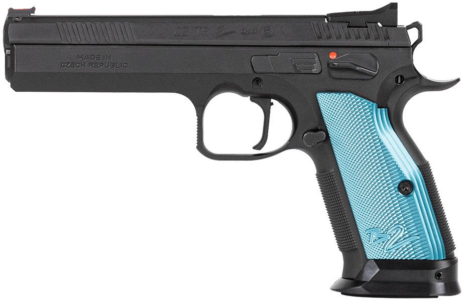 CZ TS2 9MM 20RD BLK FIBER OPTIC BLUE GRIPS