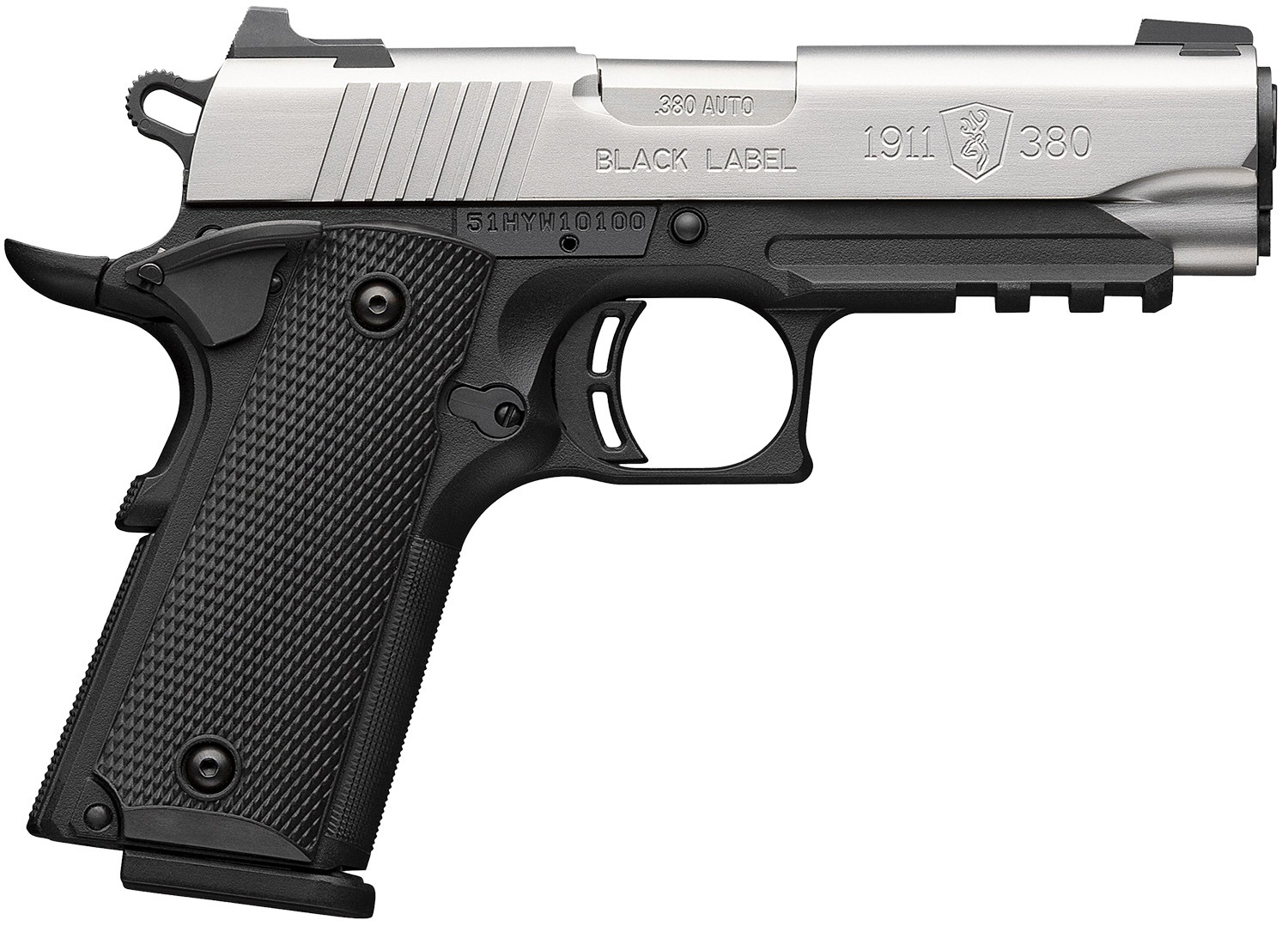 BROWNING 1911-380 380ACP SS 3.6" RAIL#