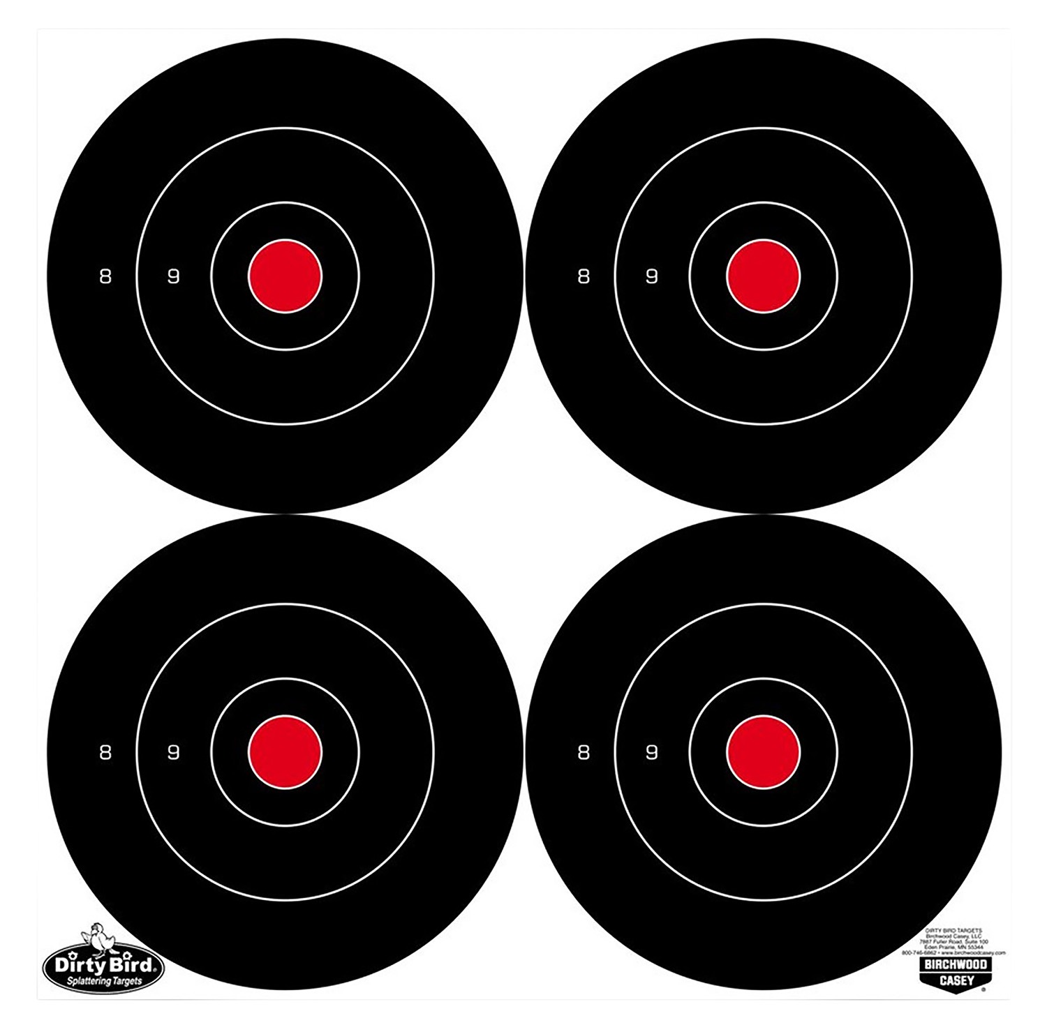 Birchwood Casey 35570 Dirty Bird 6" Bullseye Tagboard Hanging Black/White 100 Per Pkg