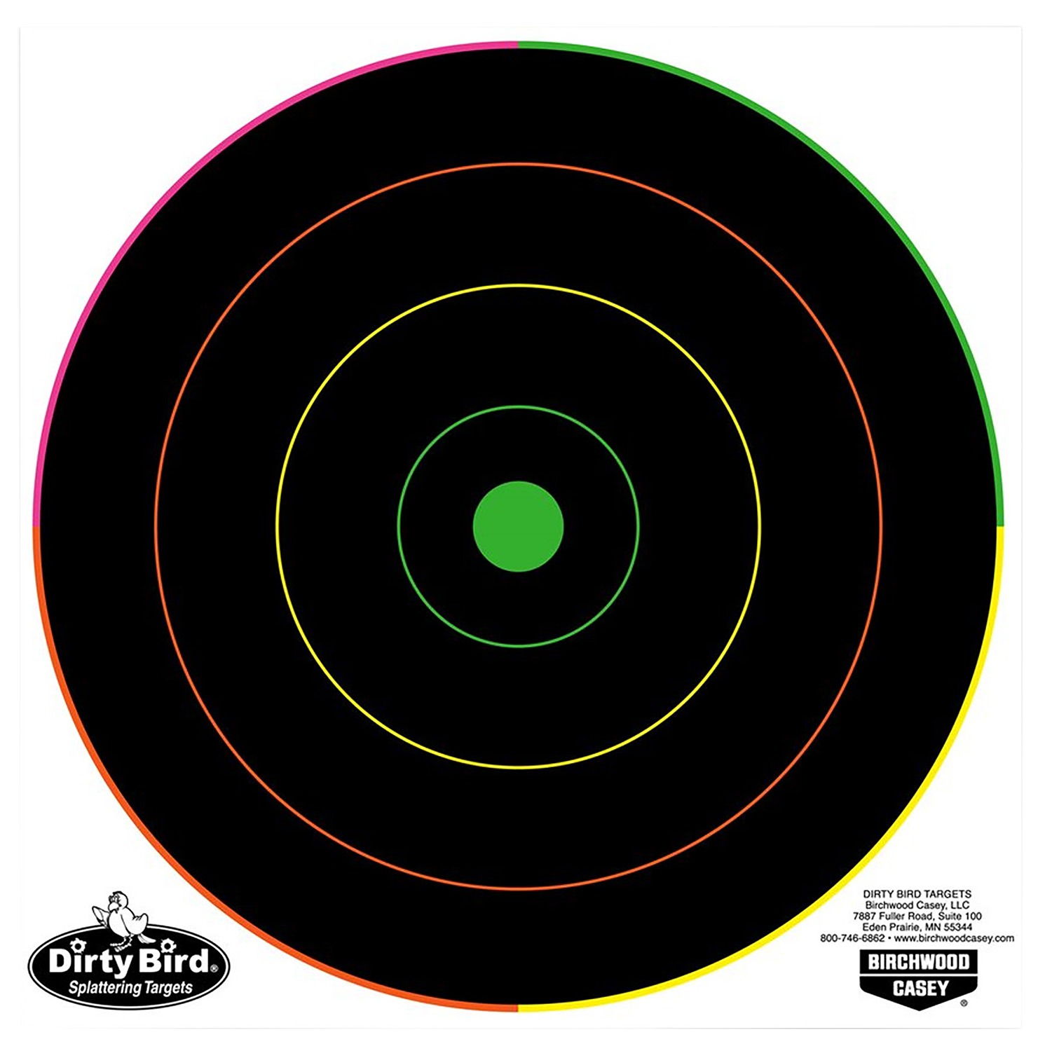 Birchwood Casey 35820 Dirty Bird 8" Bullseye Tagboard Hanging Pistol/Rifle Black/Green 20 Per Pkg