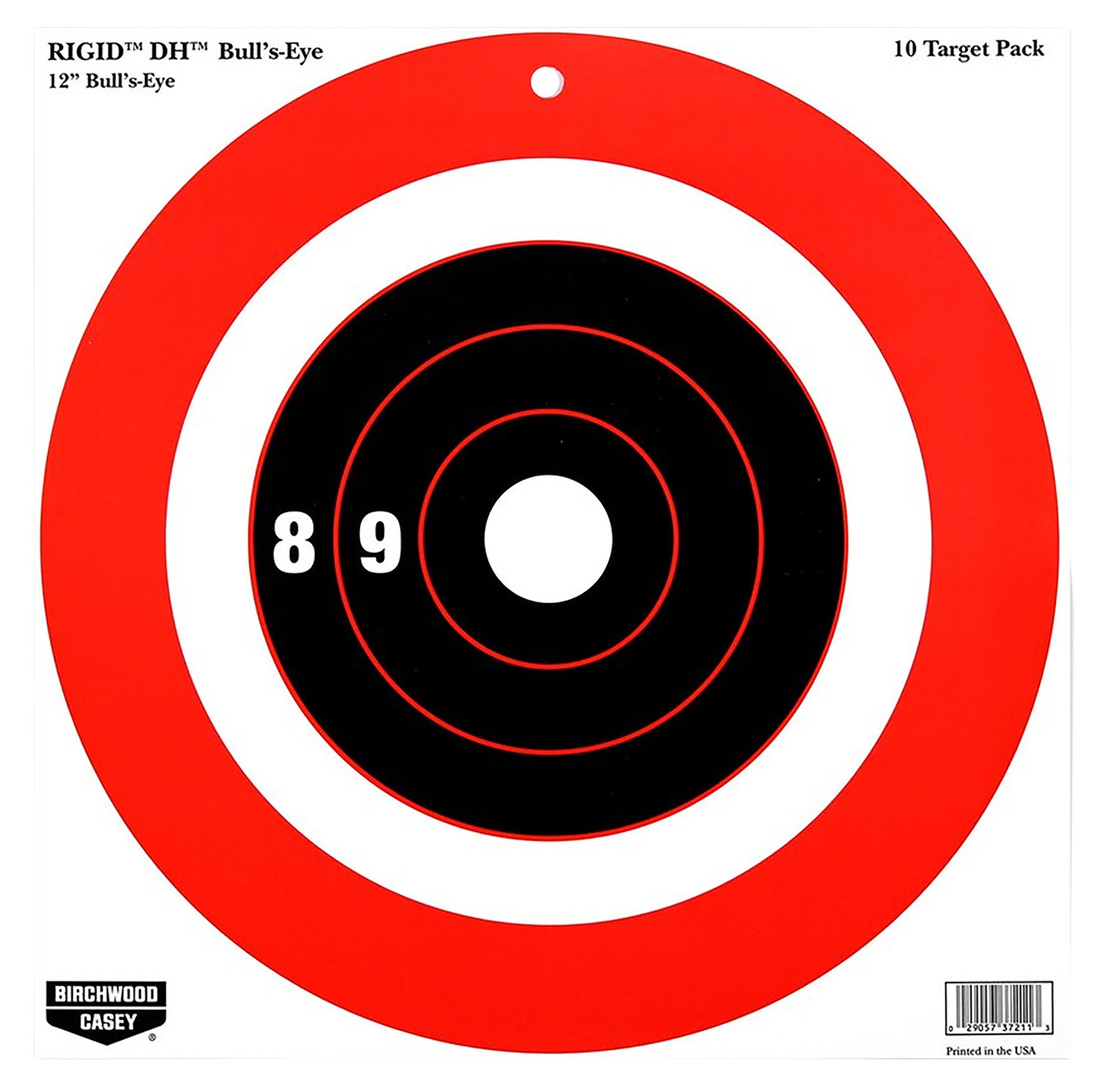 Birchwood Casey 37211 Rigid DH Bullseye Tagboard Hanging 12" x 12" Black/Orange 10 Pk.