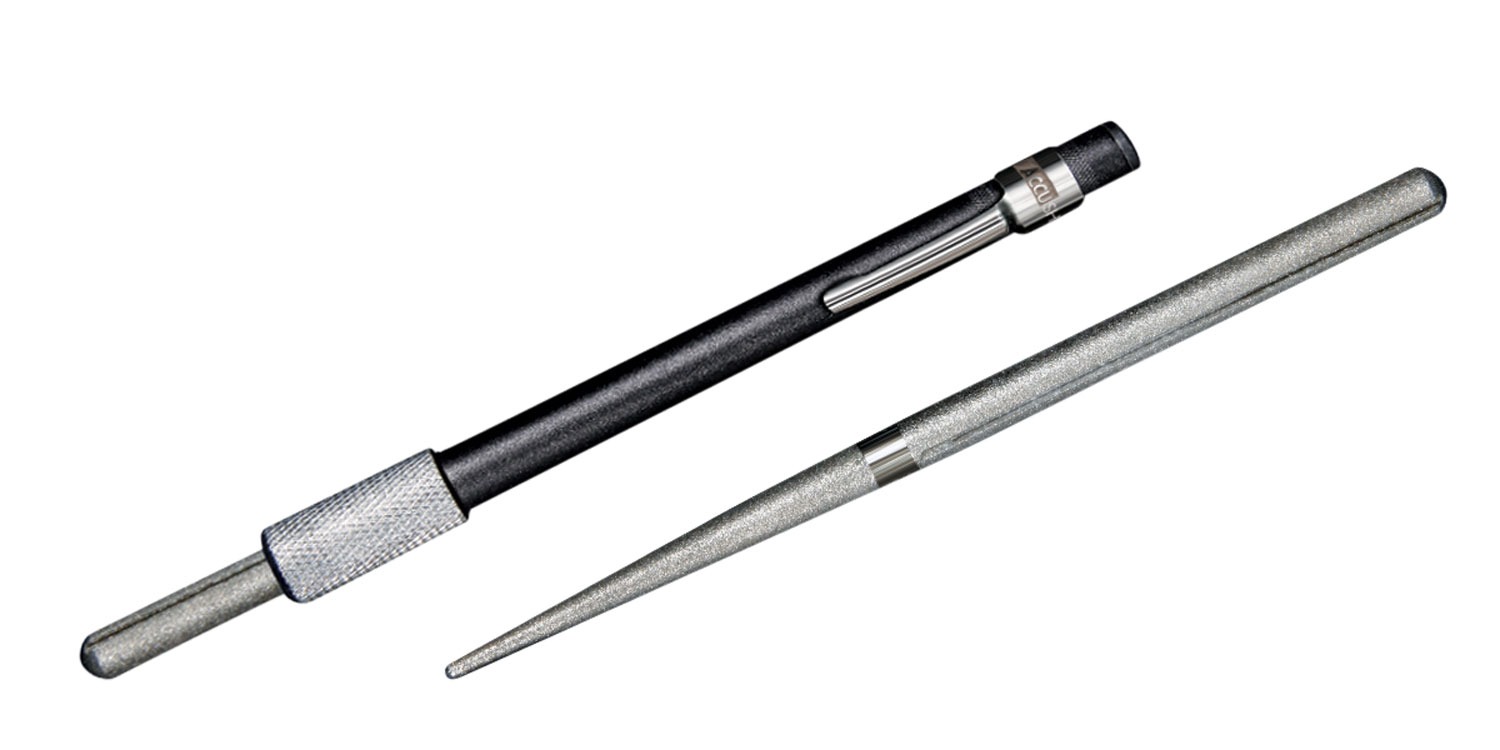 AccuSharp 030C Rod Sharpener Hand Held Diamond Sharpener Black Overmolded Rubber Handle Steel