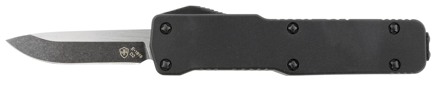 Templar Knife CABR321 Premium LW Micro 1.85" OTF Drop Point Plain Black Oxide Stonewashed D2 Steel Blade, 3.50" Black Aluminum Handle, California Legal
